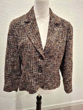 Coldwater Creek Textured Blazer in Brown & Blue P1/4 Like New